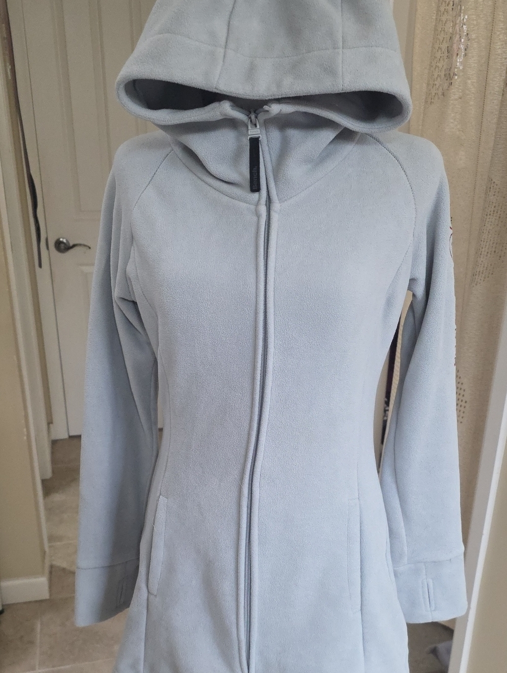 Bench Women's Light Gray Hooded Trench Coat